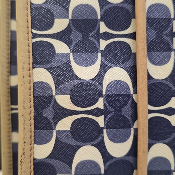 Coach Peyton Dream C Tote Blue White Signature Canvas Leather Trim Shoulder Bag - Picture 13 of 17